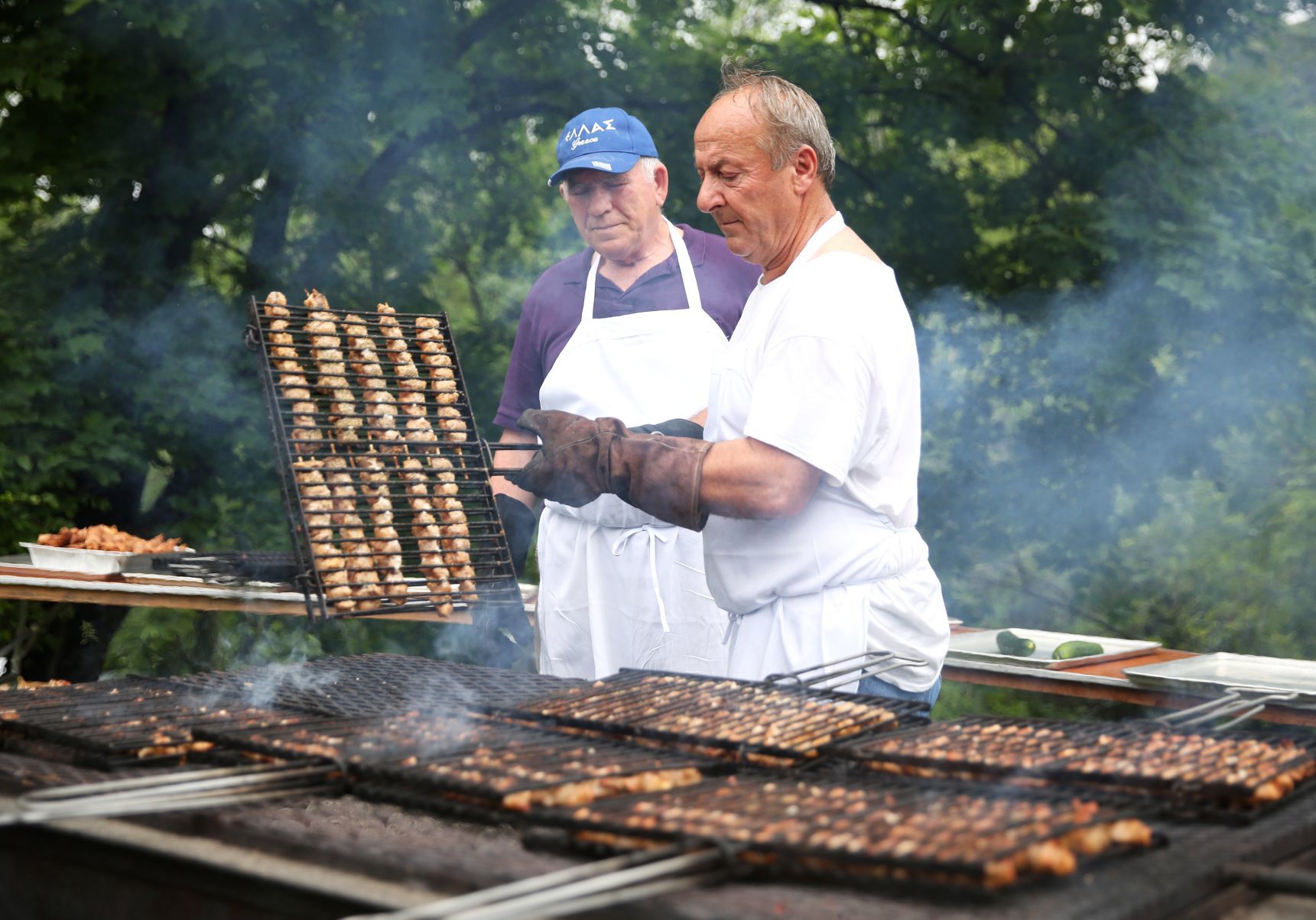 Kebab prep under way at Greek Fest